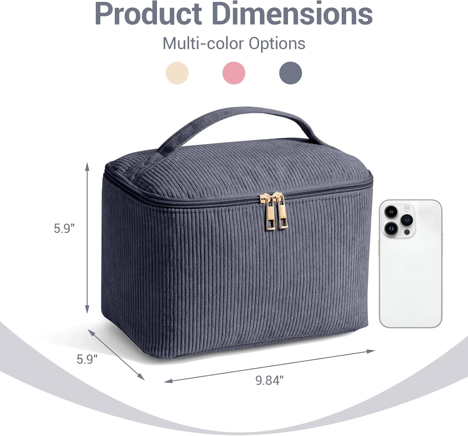 Makeup Bag Cosmetic Bag Large Capacity with Handle Make Up Bags with Mesh Pocket, Travel Makeup Bag for Women