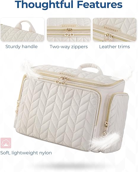 Travel Toiletry Bag, Large Wide-open Travel Bag for Toiletries, Makeup Cosmetic Travel Bag with Handle-Beige