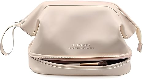 Large Capacity Makeup Bag, Portable Makeup Bag Waterproof PU Leather Plaid Makeup Storage Bag, Cosmetic Travel Storage Bag