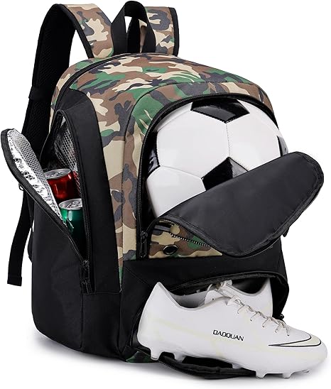 Soccer Backpack with Ball Holder,Youth soccer Bag for Basketball,Volleyball-Includes Separate Shoe Compartment&and Insulation