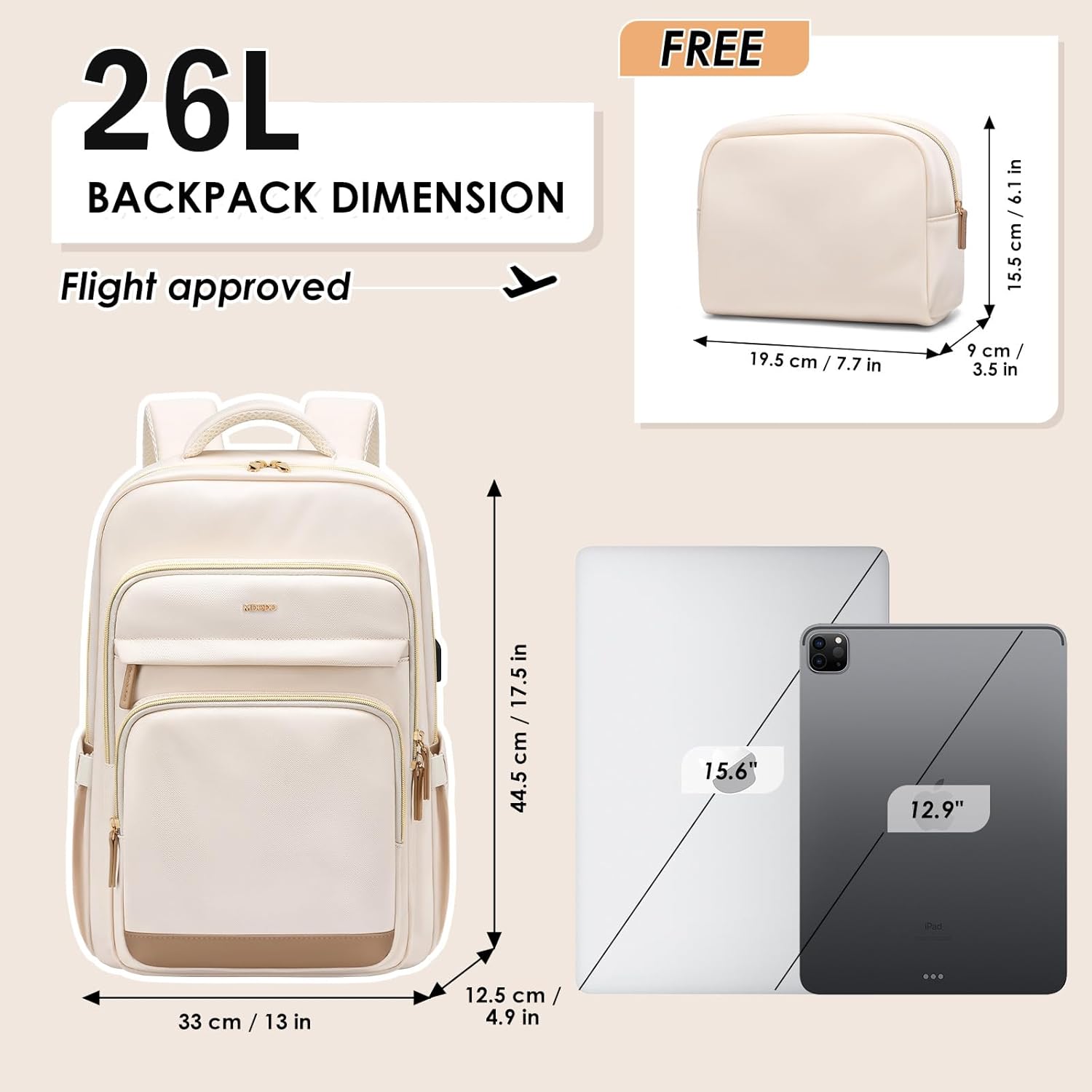 Laptop Backpack for Women,Travel Backpack with Laptop Compartment,Casual Daypack College Bookbag Computer Backpack for Work with Small Organizer Bag