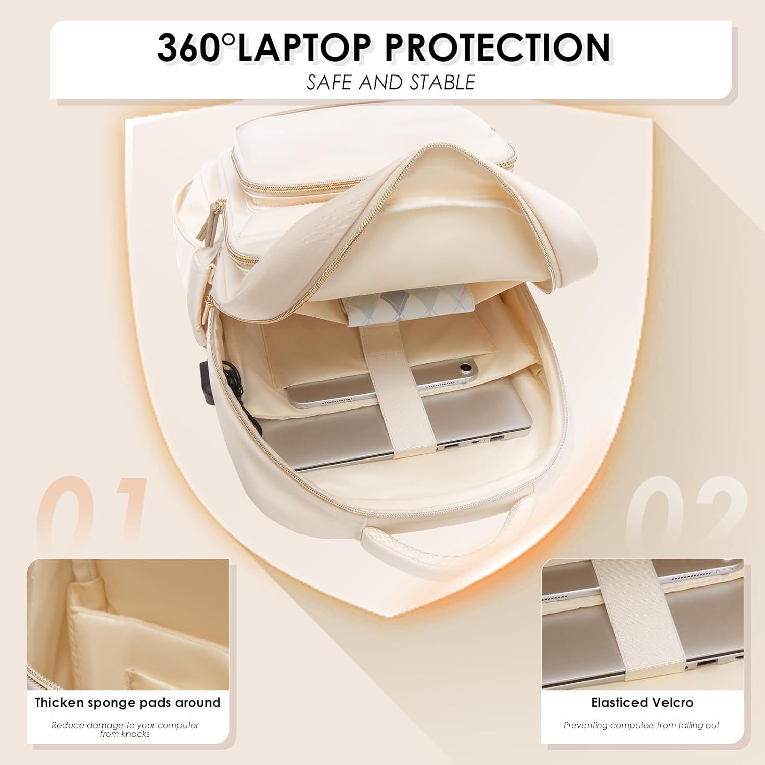 Laptop Backpack for Women,Travel Backpack with Laptop Compartment,Casual Daypack College Bookbag Computer Backpack for Work with Small Organizer Bag