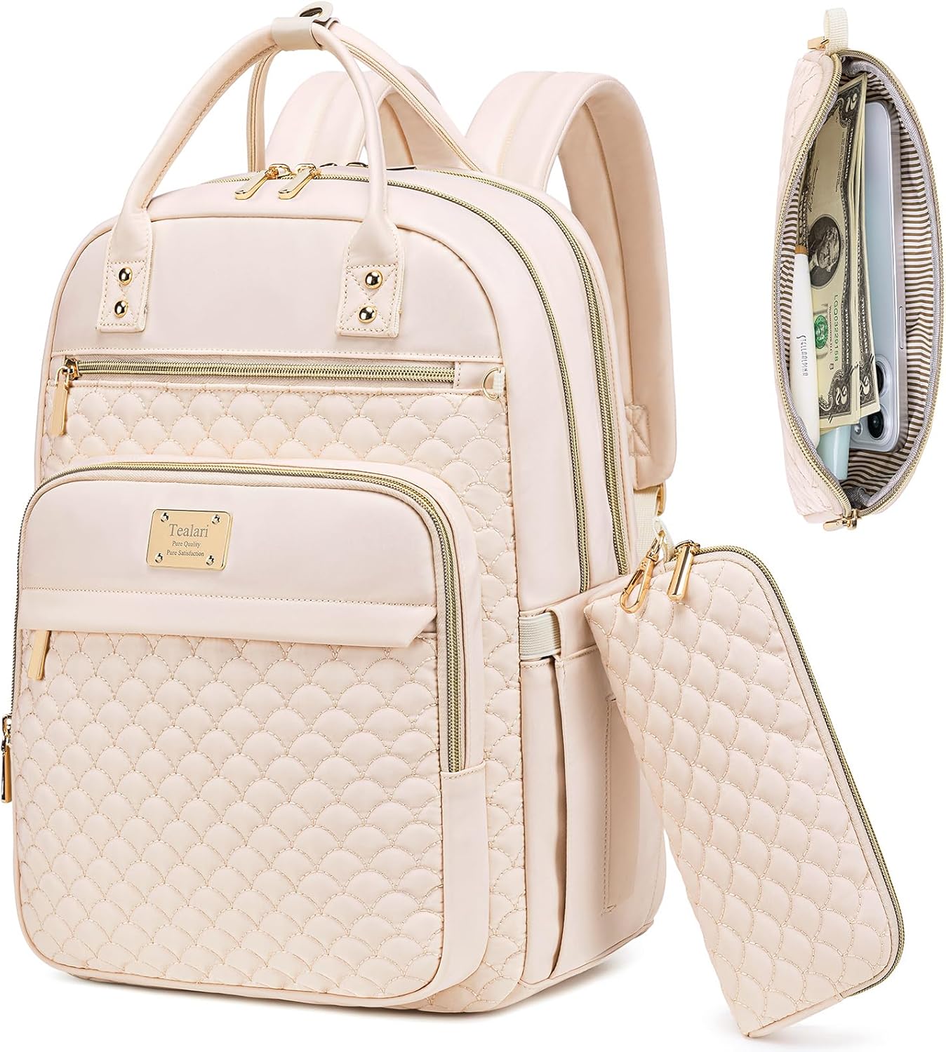 Laptop Backpack for Women,15.6 Inch Laptop Backpack for Work,Water Resistant Travel Backpack,College Bookbag with Wallet 