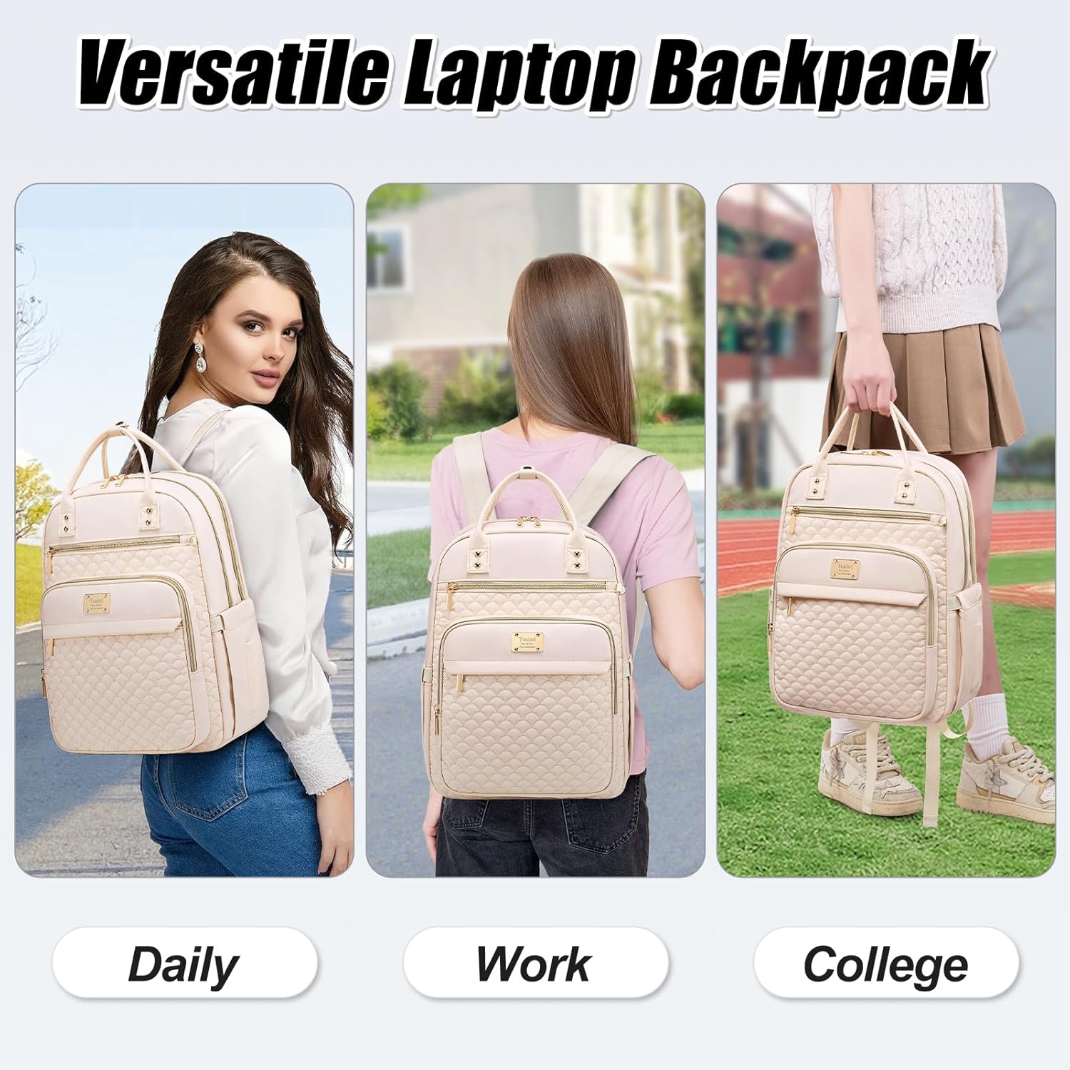 Laptop Backpack for Women,15.6 Inch Laptop Backpack for Work,Water Resistant Travel Backpack,College Bookbag with Wallet 