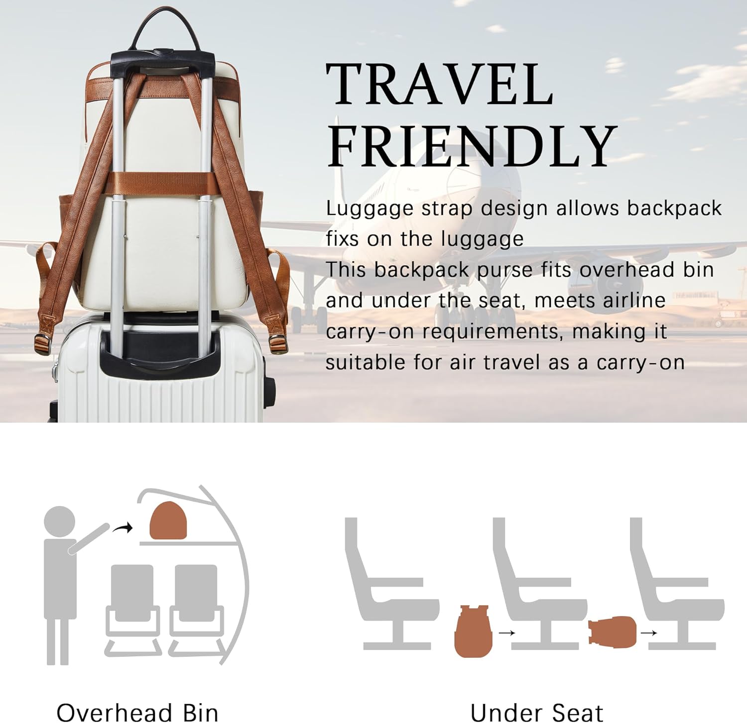 Laptop Backpack for Women 15.6 inch Laptop Leather Backpack Fashion Computer Backpacks for Work Travel College