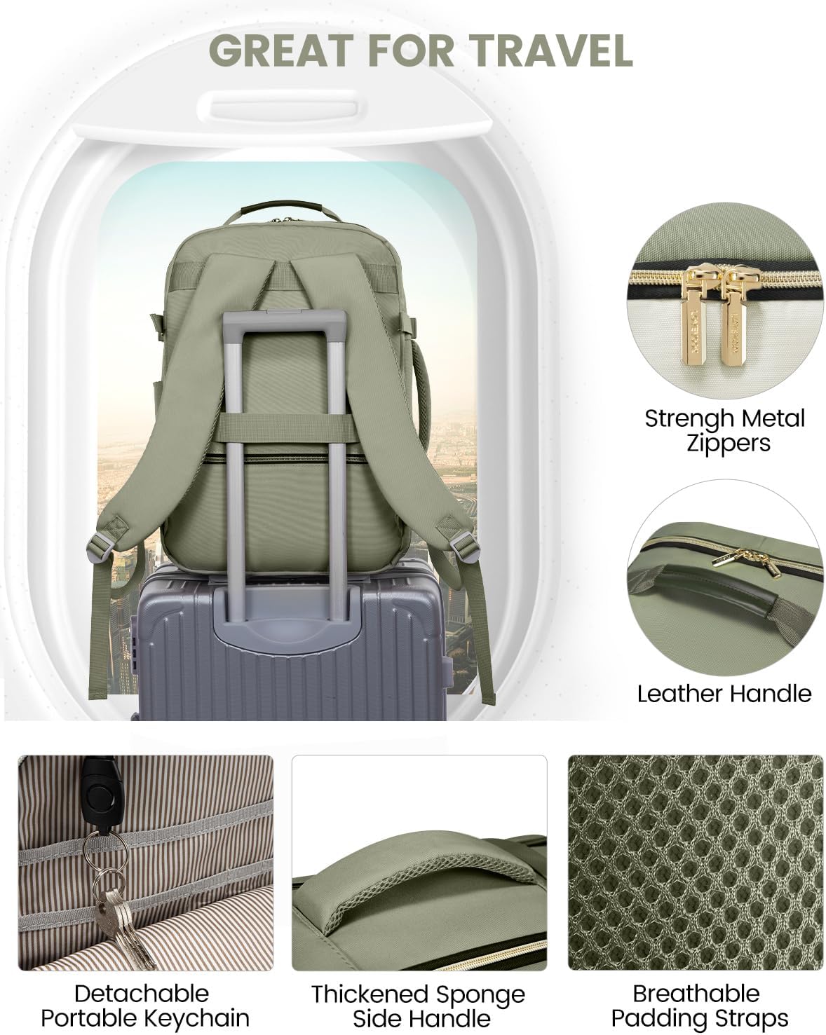 LOVEVOOK 40L Travel Backpack for Women & Men, Large Carry on Backpack for Airplanes with 3 Packing Cubes, TSA Personal Item Travel Bag fits 17