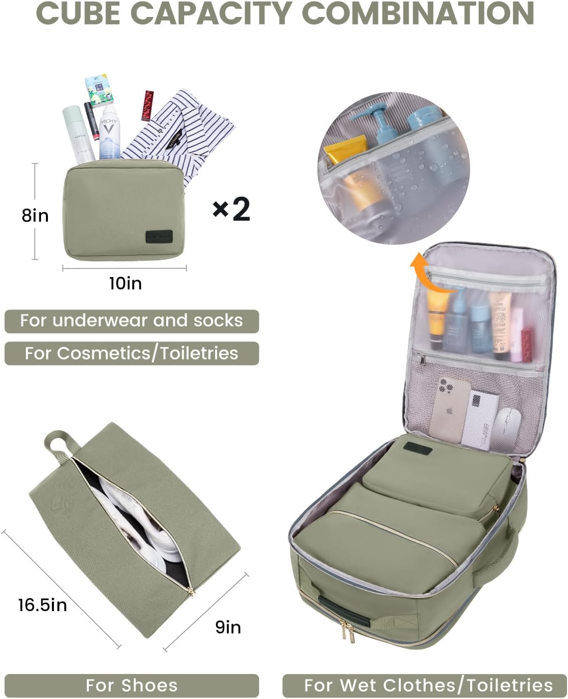 LOVEVOOK 40L Travel Backpack for Women & Men, Large Carry on Backpack for Airplanes with 3 Packing Cubes, TSA Personal Item Travel Bag fits 17