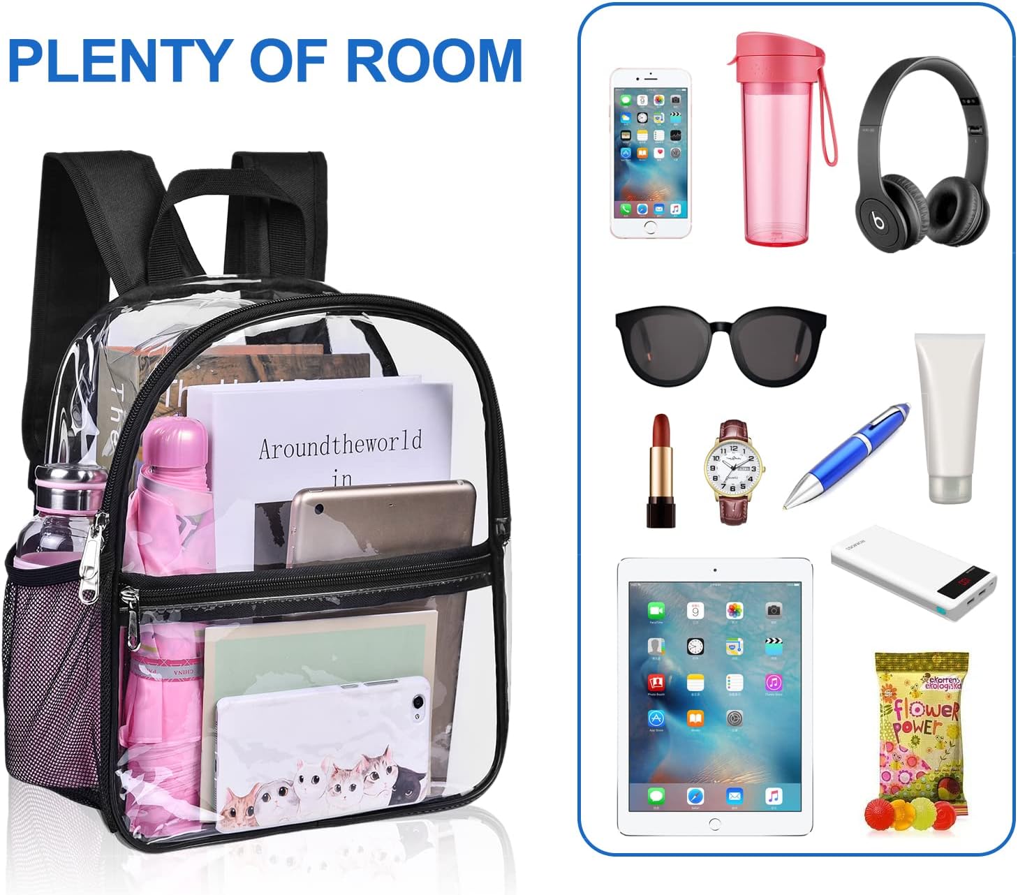 lear Backpack for Stadium Approved 12×6×12, Water proof Clear Bag for Stadium Events and Concert Work Sport Event