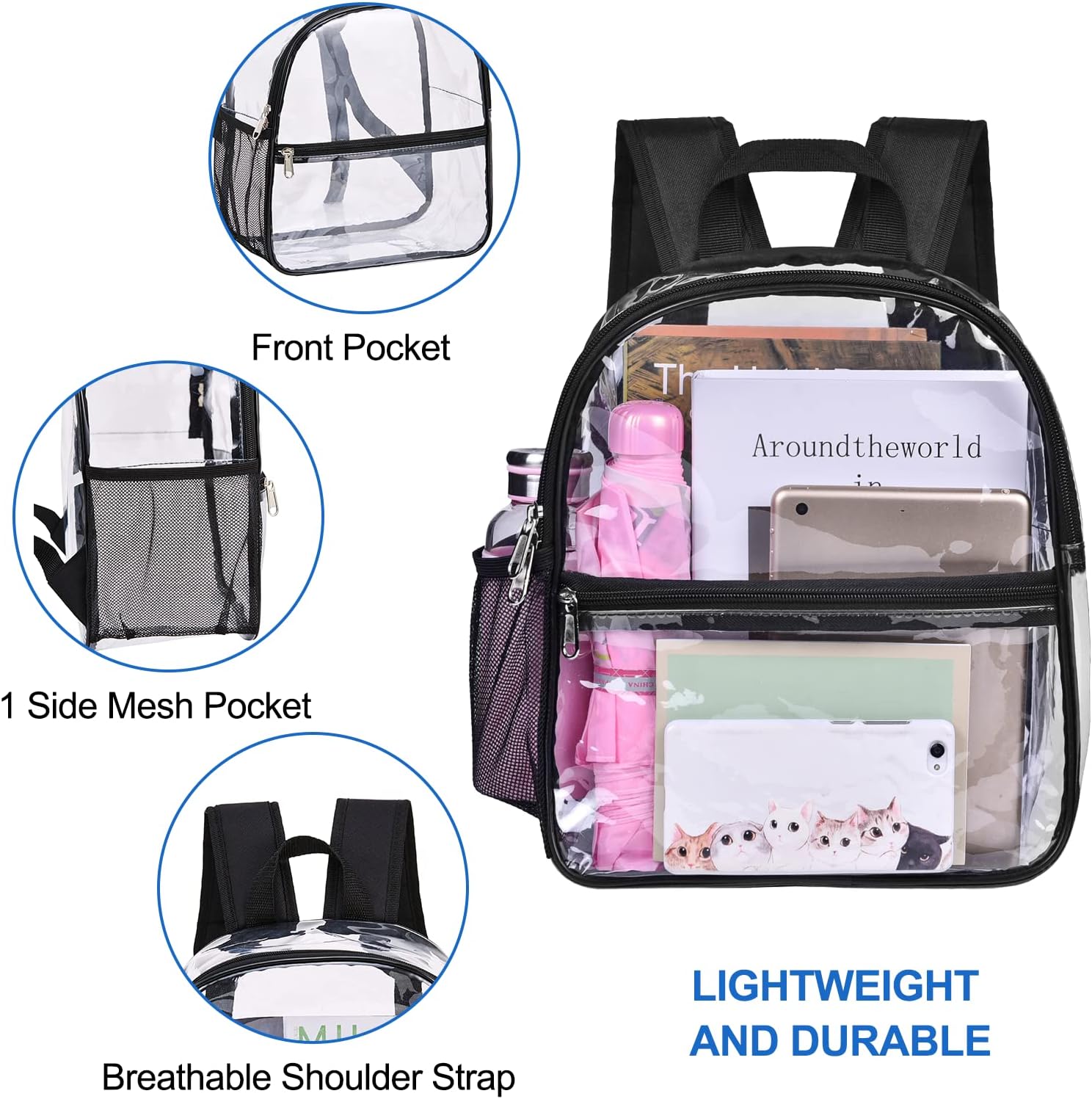 lear Backpack for Stadium Approved 12×6×12, Water proof Clear Bag for Stadium Events and Concert Work Sport Event