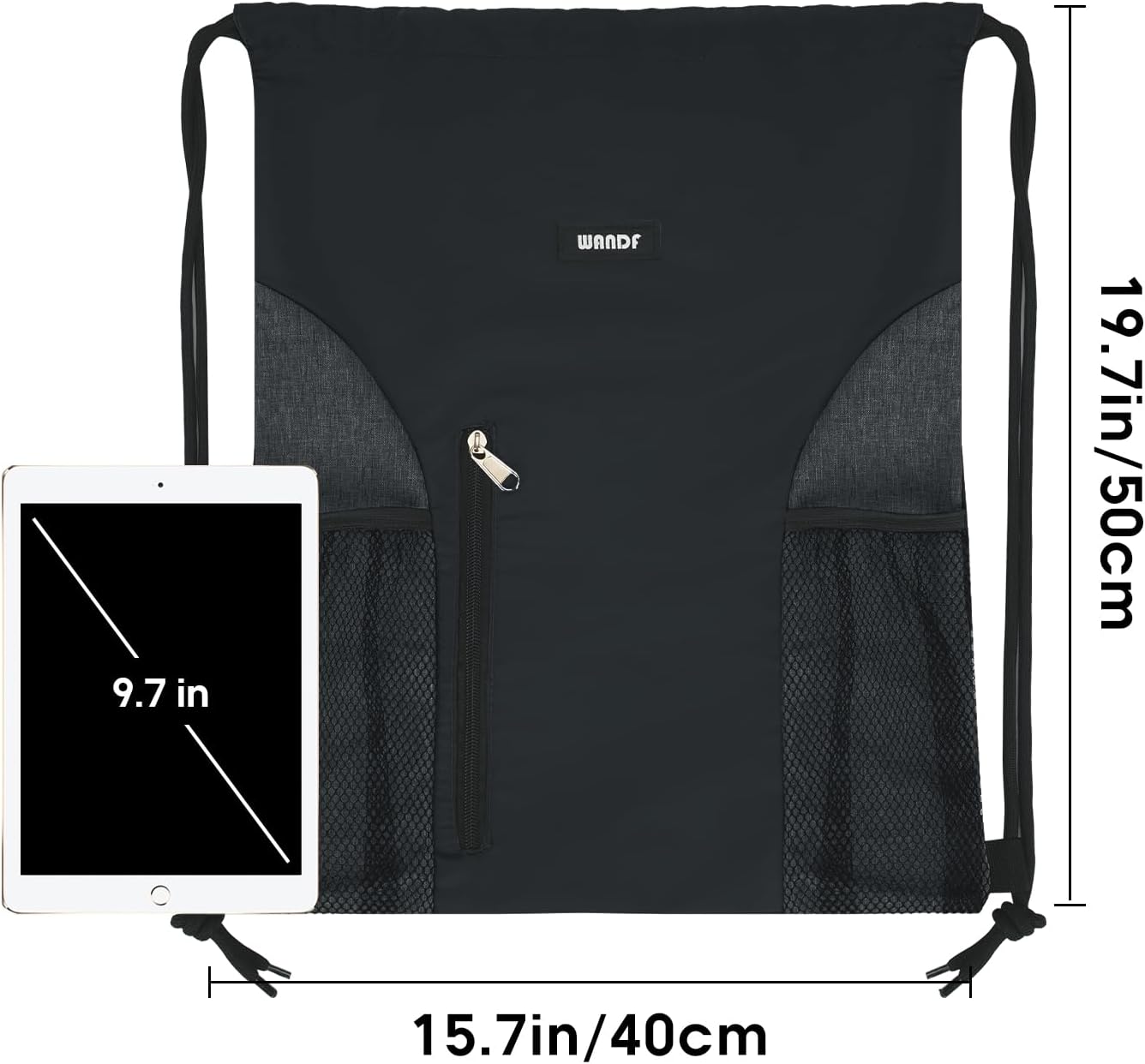 Drawstring Backpack Sports Gym Sackpack with Mesh Pockets Water Resistant String Bag for Women Men