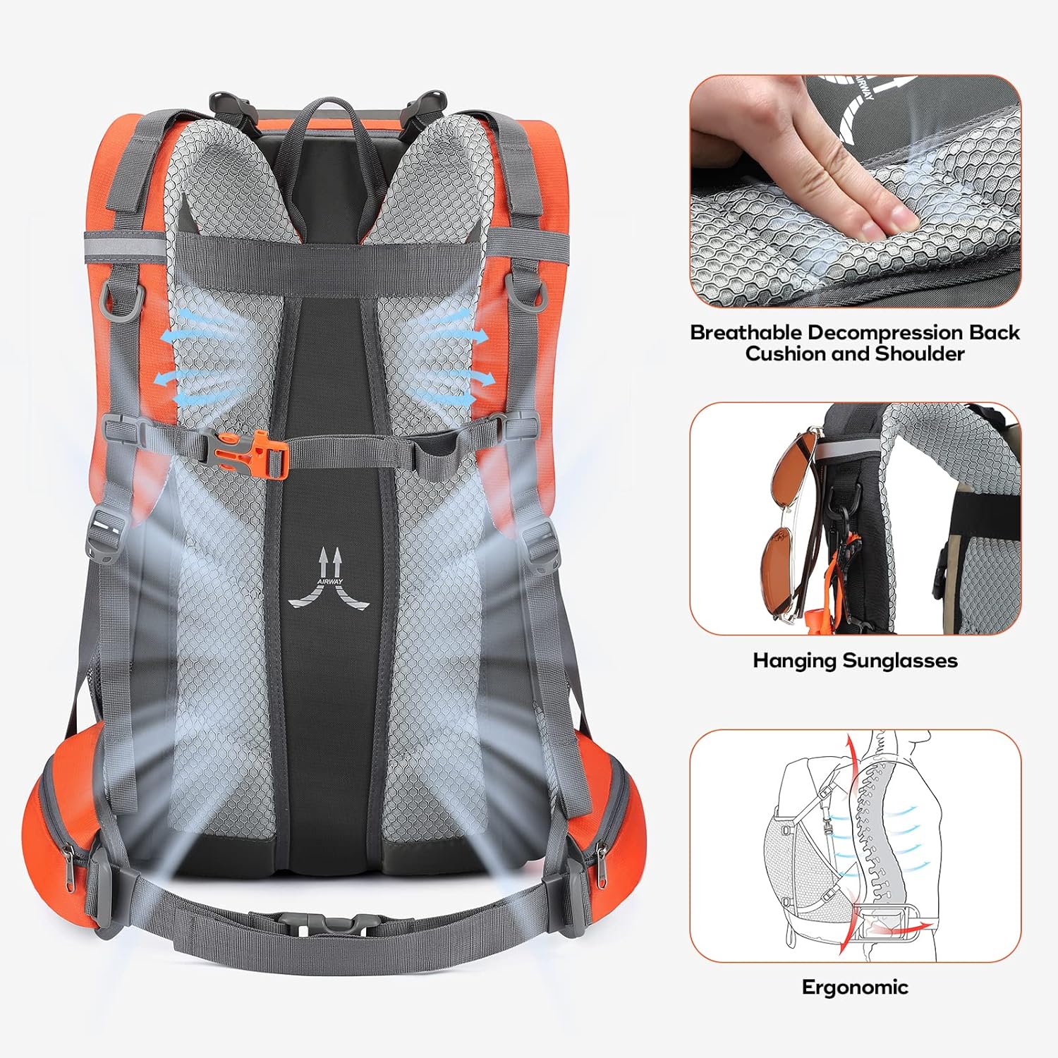 Hiking Backpack,Camping Backpack,50L Waterproof Hiking Daypack with Rain Cover,Lightweight Travel Backpack