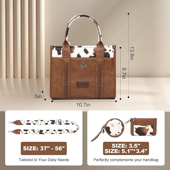 Tote Handbag Set, Tote Bag for Women,Western Cow Print Purse Desogmer,Top Handle Handbags