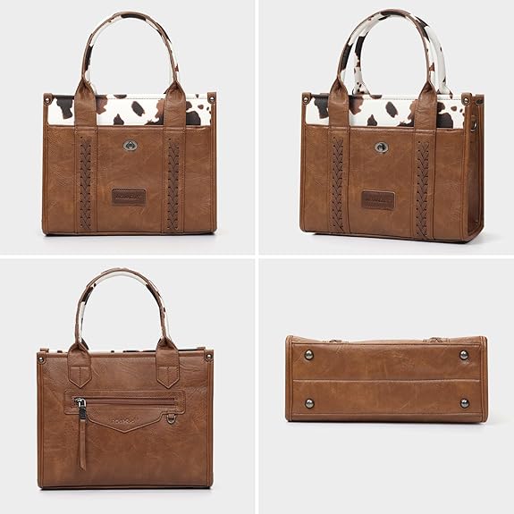 Tote Handbag Set, Tote Bag for Women,Western Cow Print Purse Desogmer,Top Handle Handbags