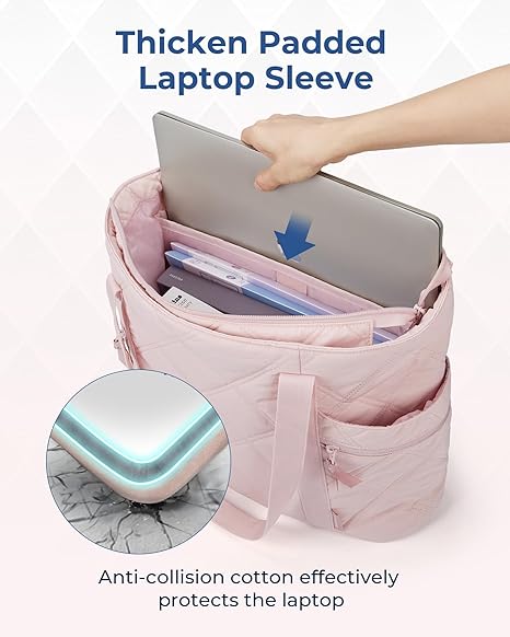 Tote Bag for Women, Puffer Work Tote with Zipper, Travel Essentials Quilted Nurse Travel Hospital Bag