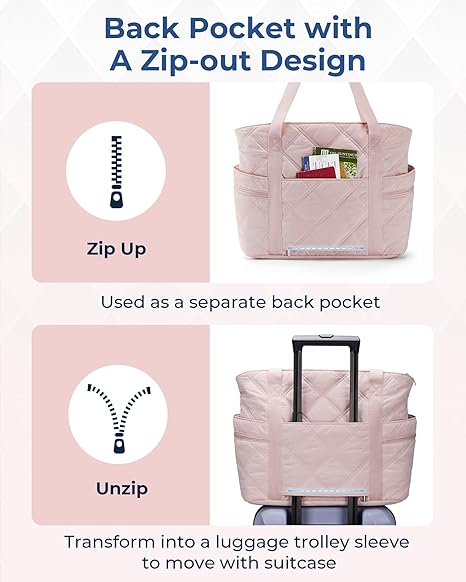 Tote Bag for Women, Puffer Work Tote with Zipper, Travel Essentials Quilted Nurse Travel Hospital Bag