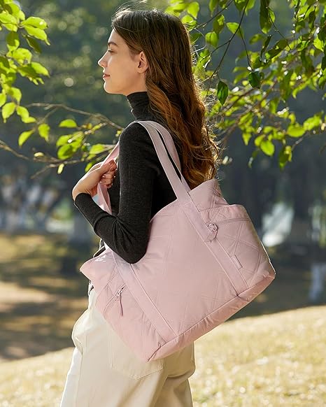 Tote Bag for Women, Puffer Work Tote with Zipper, Travel Essentials Quilted Nurse Travel Hospital Bag