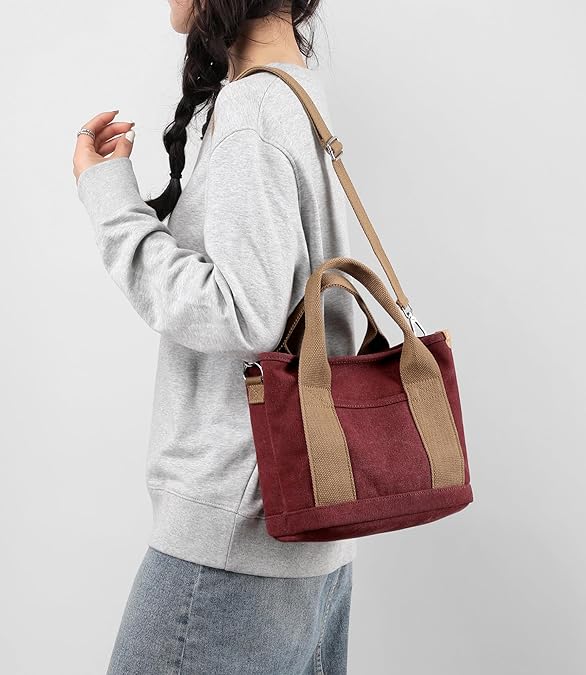 Small Tote Bag with Zipper Tote Bag for Women Canvas Crossbody Bag Shoulder Bag Satchel Hobo Bag Messenger Bag 2025