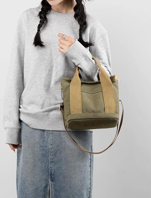 Small Tote Bag with Zipper Tote Bag for Women Canvas Crossbody Bag Shoulder Bag Satchel Hobo Bag Messenger Bag 2025