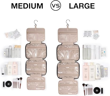 Toiletry Bag Travel Bag with Hanging Hook, Water-resistant Makeup Cosmetic Bag Travel Organizer for Accessories, Shampoo, Full-size Container, Toiletries