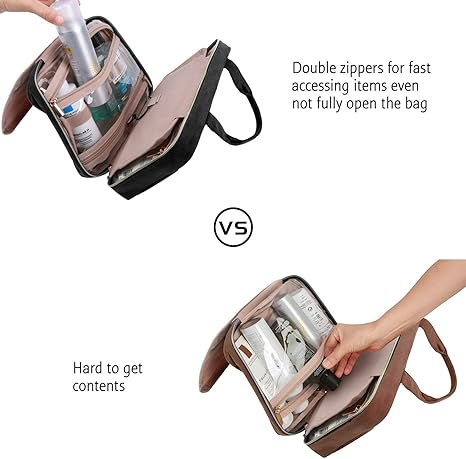 Toiletry Bag Travel Bag with Hanging Hook, Water-resistant Makeup Cosmetic Bag Travel Organizer for Accessories, Shampoo, Full-size Container, Toiletries