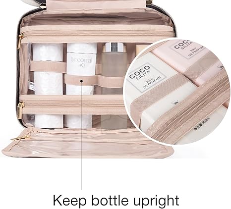 Toiletry Bag Travel Bag with Hanging Hook, Water-resistant Makeup Cosmetic Bag Travel Organizer for Accessories, Shampoo, Full-size Container, Toiletries