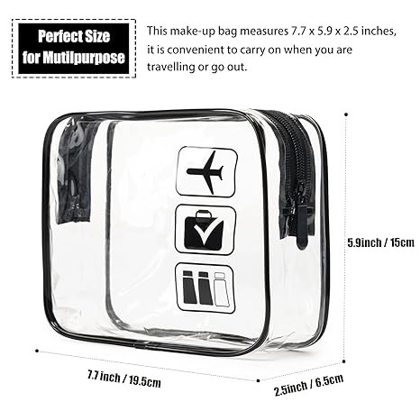 Toiletry Bag, 3 Pcs Clear Toiletries Bags Quart Size Travel Makeup Cosmetic Bag for Women Men, Carry on Airport Airline Compliant Bag