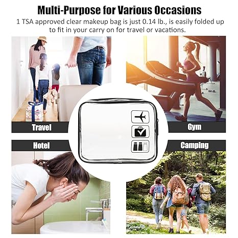 Toiletry Bag, 3 Pcs Clear Toiletries Bags Quart Size Travel Makeup Cosmetic Bag for Women Men, Carry on Airport Airline Compliant Bag