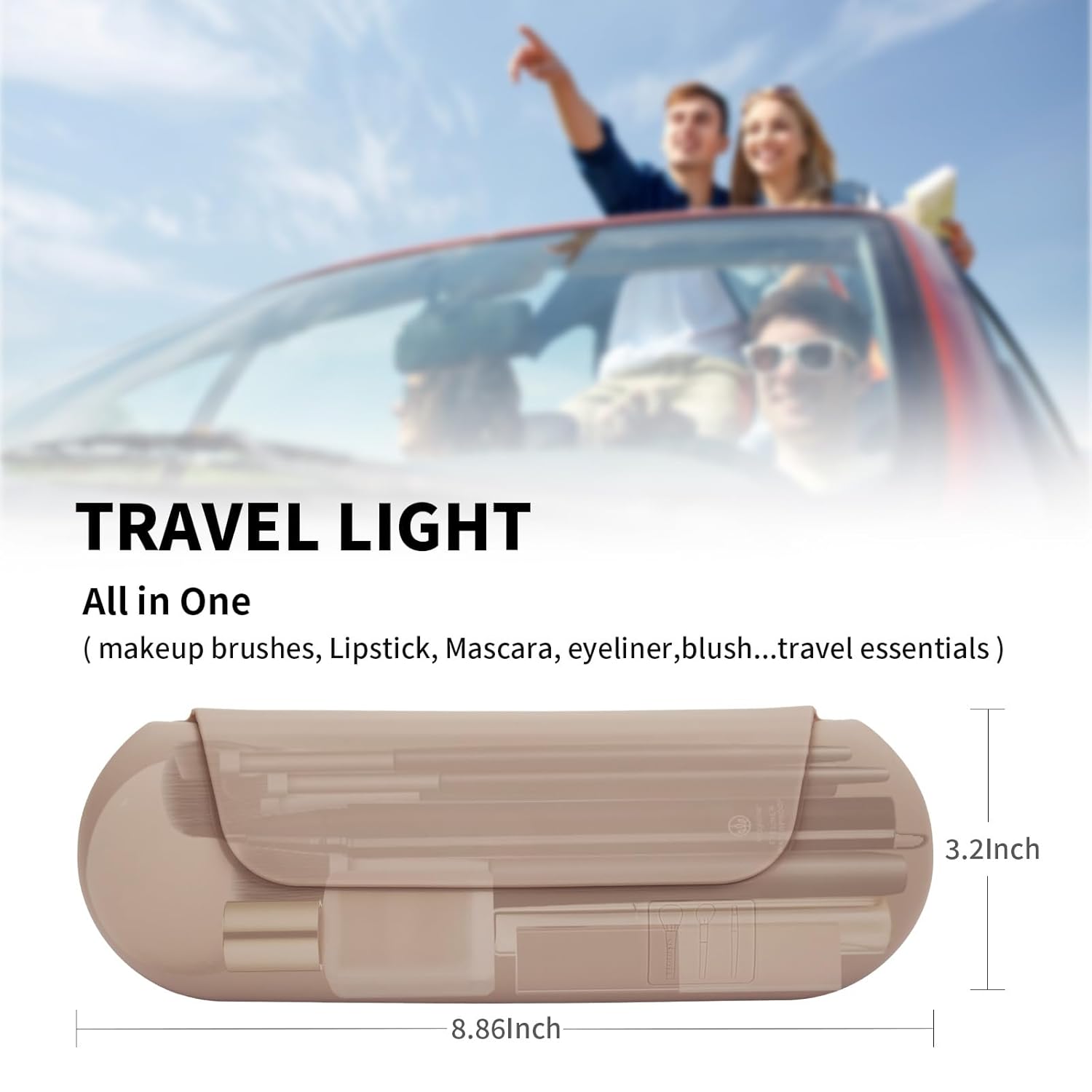 Makeup Brush Holder Travel Cosmetic Bag：Soft Portable Cosmetic Face Brushes Holder with Upgrade Anti-Fall Out Magnetic Closure, Large Travel Makeup Brush Case - Walnut