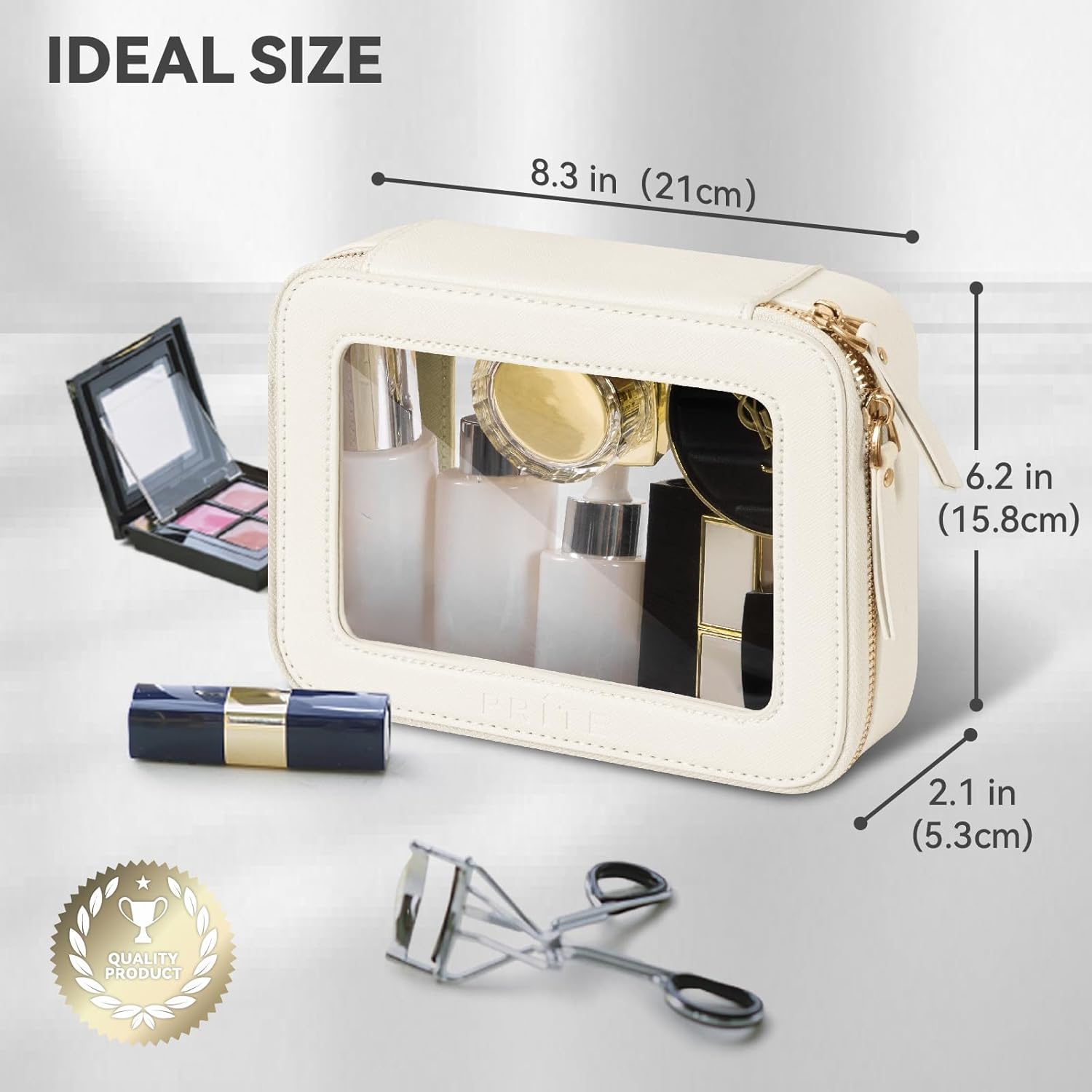 Makeup Bag Cosmetic Organizer Case Waterproof Travel Toiletry Bag Skincare Pouch with Golden Zipper
