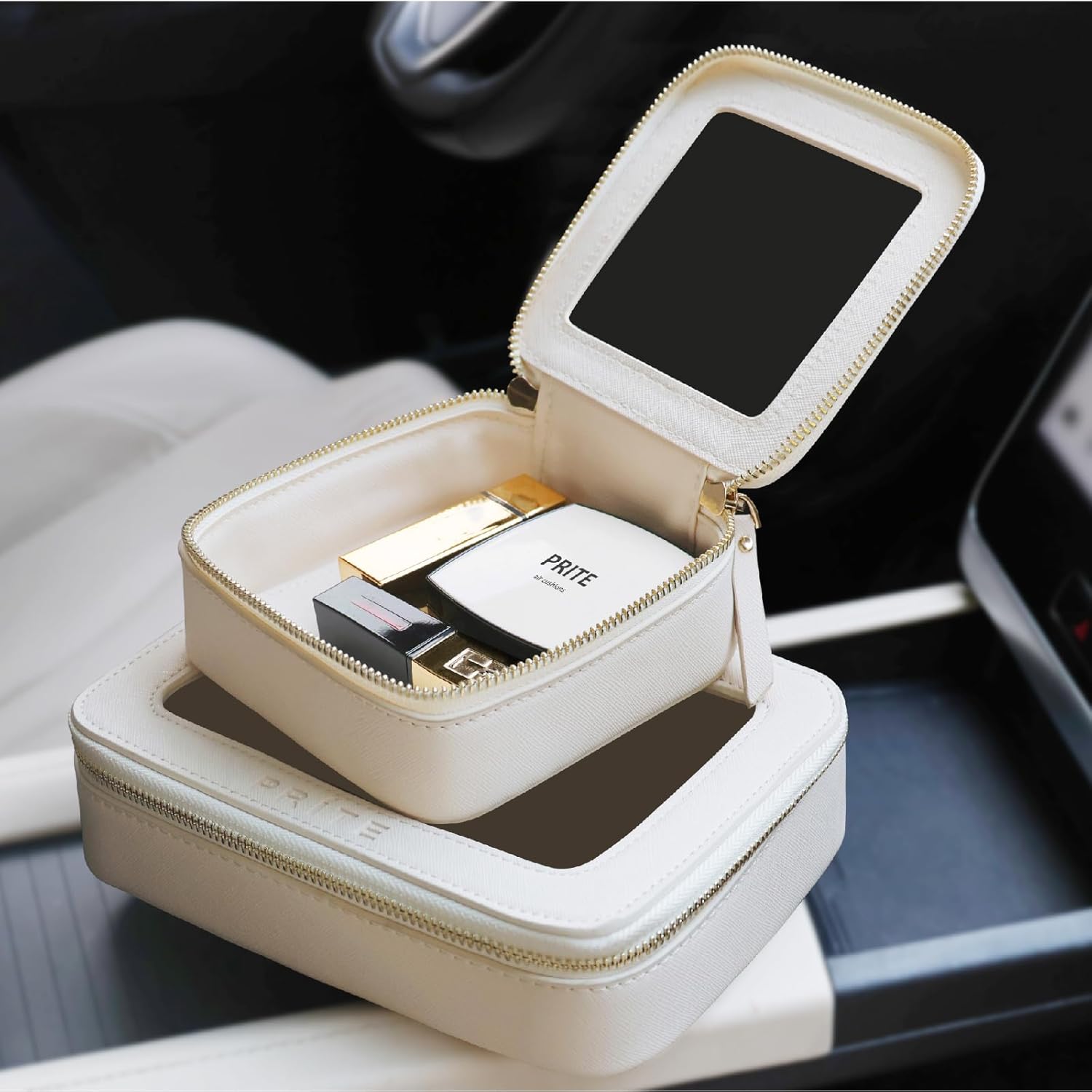 Makeup Bag Cosmetic Organizer Case Waterproof Travel Toiletry Bag Skincare Pouch with Golden Zipper