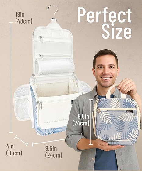 Hanging Travel Toiletry Bag for Men and Women – Large Cosmetics, Makeup and Toiletries Organizer Kit with 10 Compartments, YKK Zippers, XXL Metal Swivel Hook, Water-Resistant Nylon