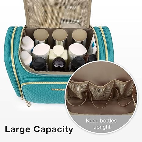 Toiletry Bag, Travel Toiletry Bag for Women, Water-resistant Cosmetic Makeup Bag, Large Capacity Door Room Essentials Travel Organizer for Full Sized Toiletries and Cosmetics, Blue