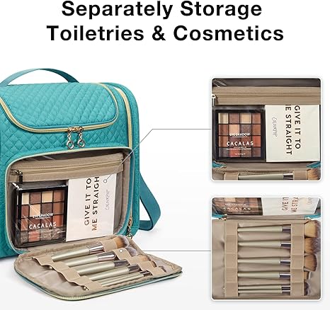 Toiletry Bag, Travel Toiletry Bag for Women, Water-resistant Cosmetic Makeup Bag, Large Capacity Door Room Essentials Travel Organizer for Full Sized Toiletries and Cosmetics, Blue