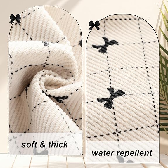 Corduroy Tote Bag for Women Large Black Bow Shoulder Bag with Pockets and Zipper Bow Purse for Work Travel