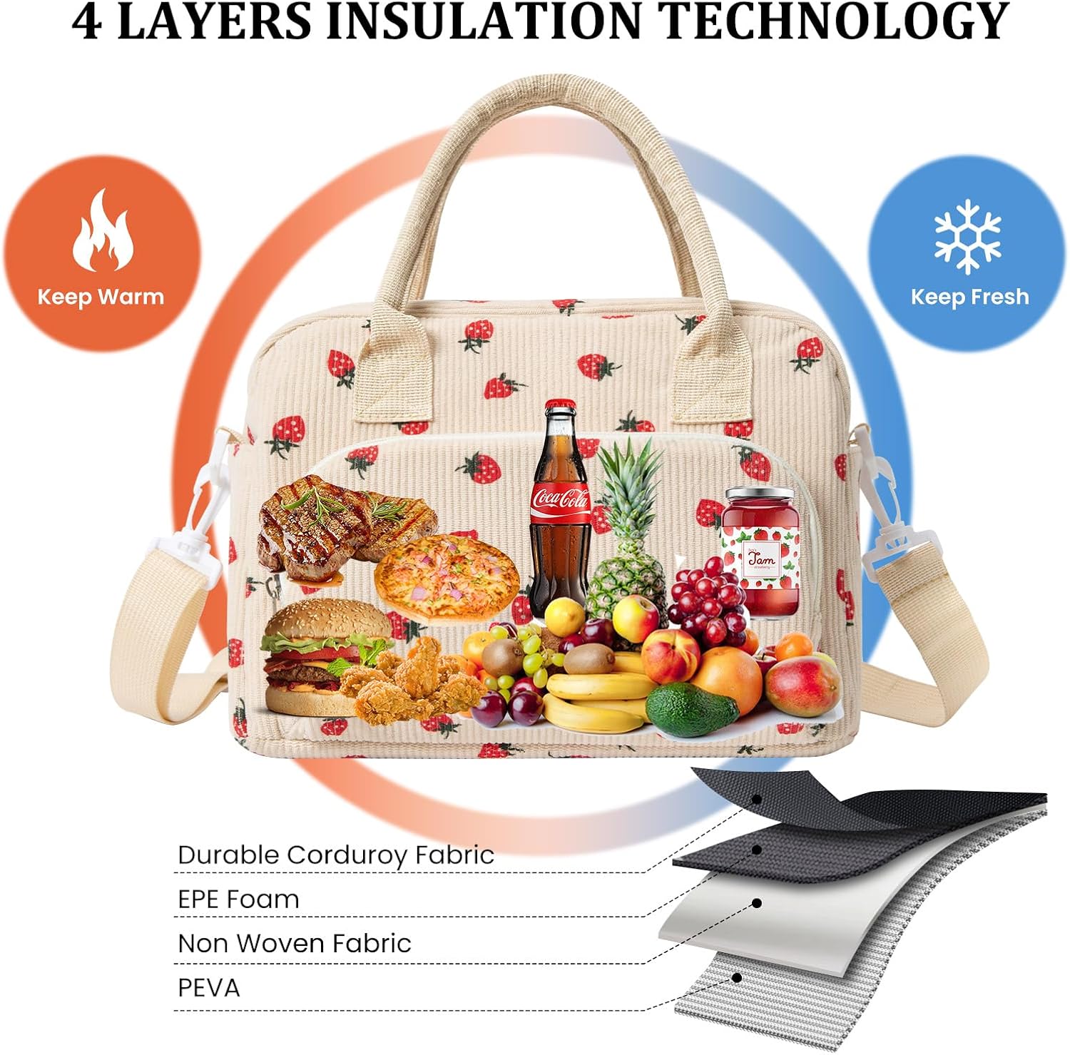 Insulated Lunch Bag for Women Men Large Reusable Lunch Box Adult Leakproof Portable Cooler Tote Bags for Work Picnic