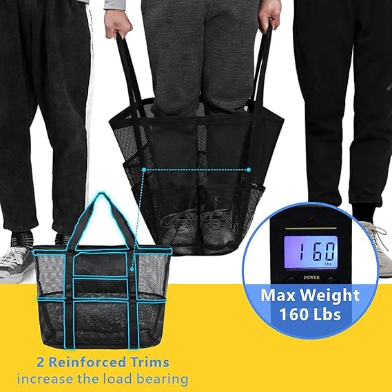  Mesh Beach Bag Family - 9 Pockets Large Beach Tote for Cruise Vacation Essentials