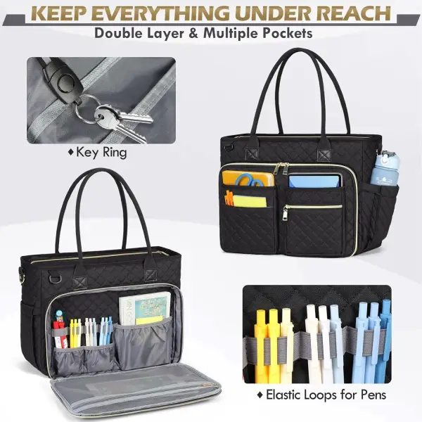 Mini tote bag con tasche esterne, ecru marrone scuro | Intrend