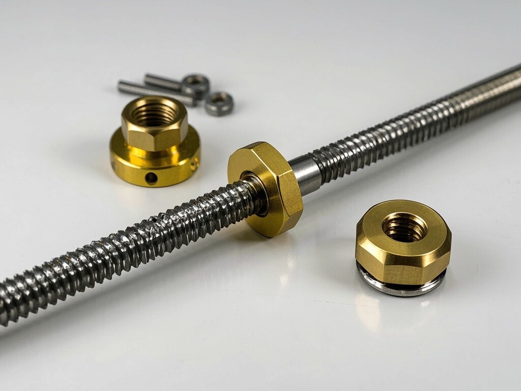 CNC Precision Machining Brass Stainless Steel Trapezoidal Lead Screw and Nut