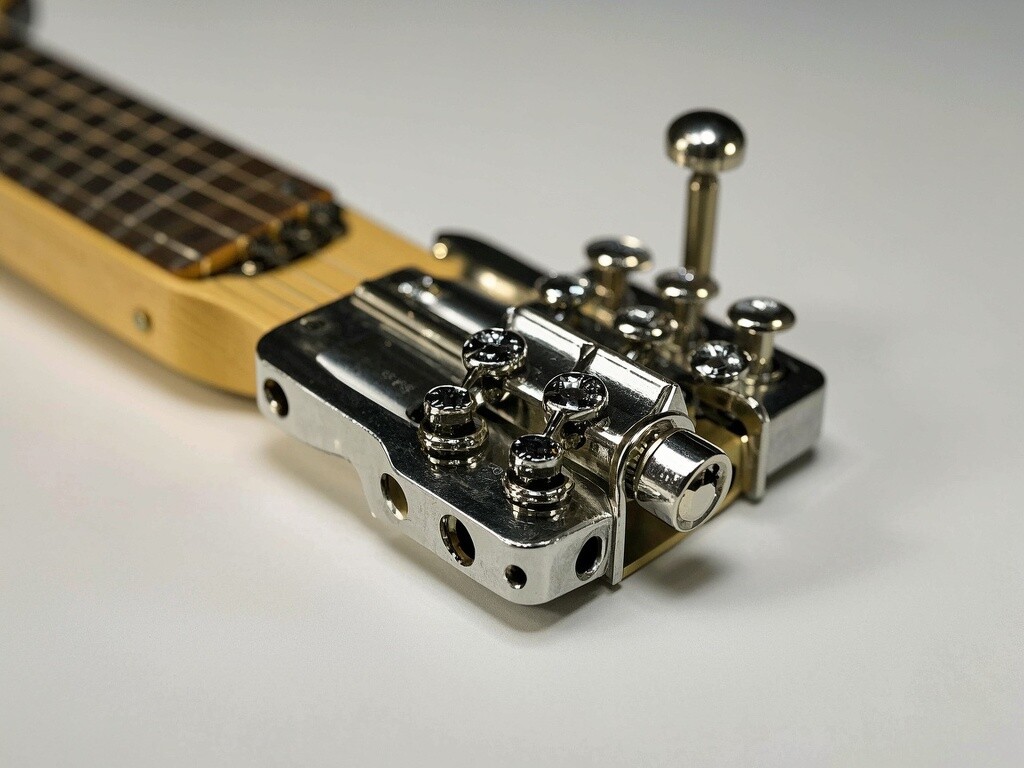 Chrome plated brass machined stud mount adjustable electric headless guitar bridge