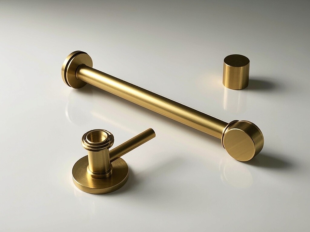 CNC machined customized kitchen hardware brass round bar kitchen cabinet handle