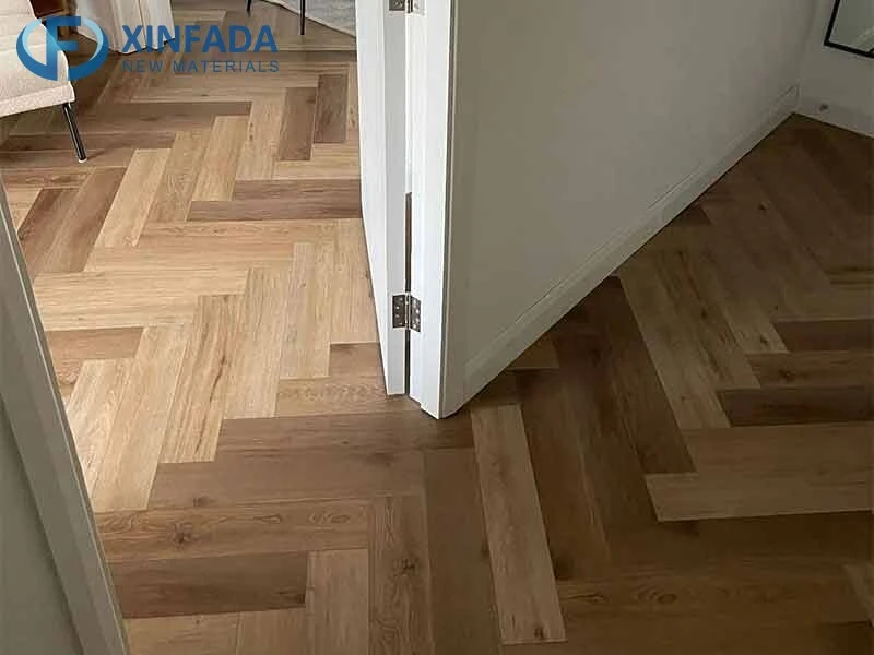 Indoor Herringbone Wood Grain Spc Flooring Tiles Size 150mmx750mmx6.0mm with 1.5mm