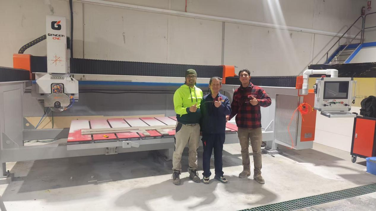 Onsite Engineer Installation & Training of 5+1 Axis Stone Bridge Cutting Machine in Perth Australia Onsite Engineer Installation & Training of 5+1 Axis Stone Bridge Cutting Machine in Perth Australia