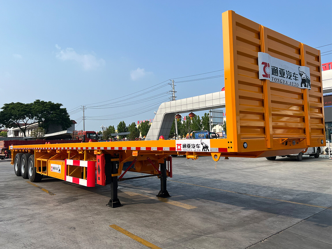 Tongya Automobile Co.,Ltd--3 Axle Flatbed Semi Trailer with Ladder 