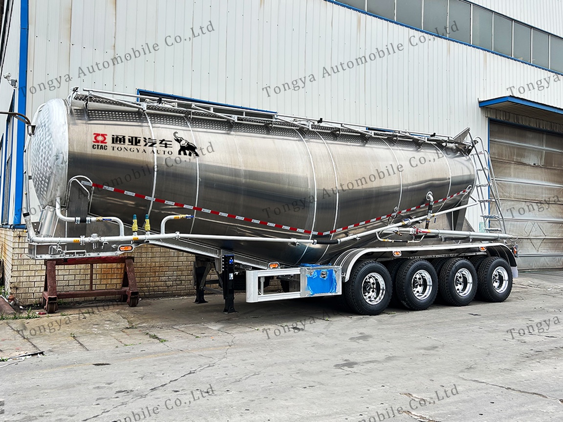 4 Axle Aluminum Bulk Cement Tanker Semi Trailer