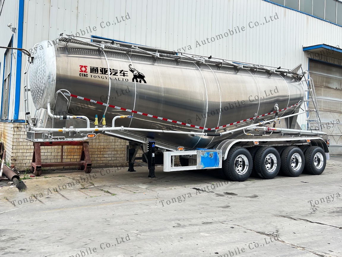 4 Axle Aluminum Bulk Cement Tanker Semi Trailer