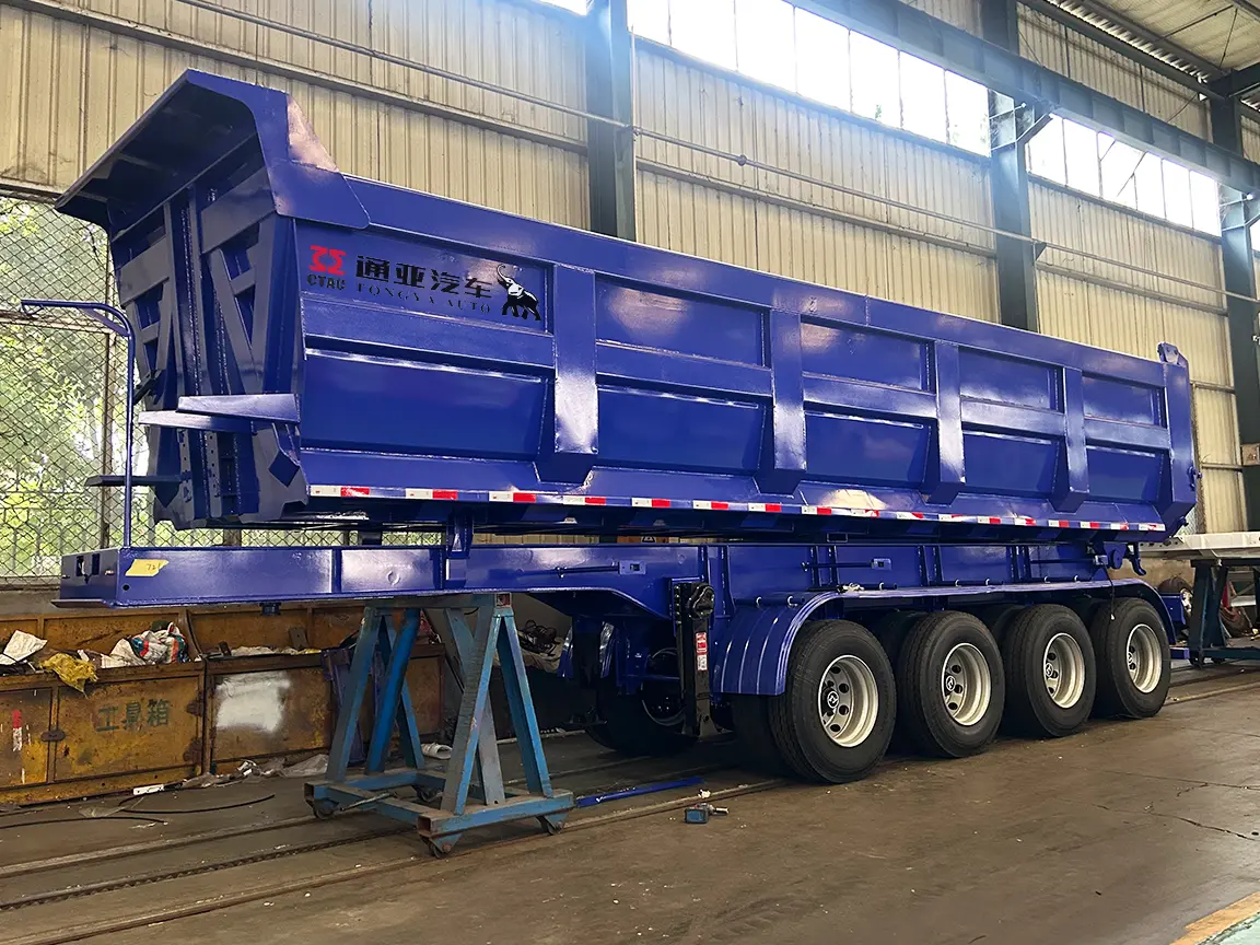 Semi-remorque benne à 4 essieux — semi-remorque basculante hydraulique de 50 tonnes