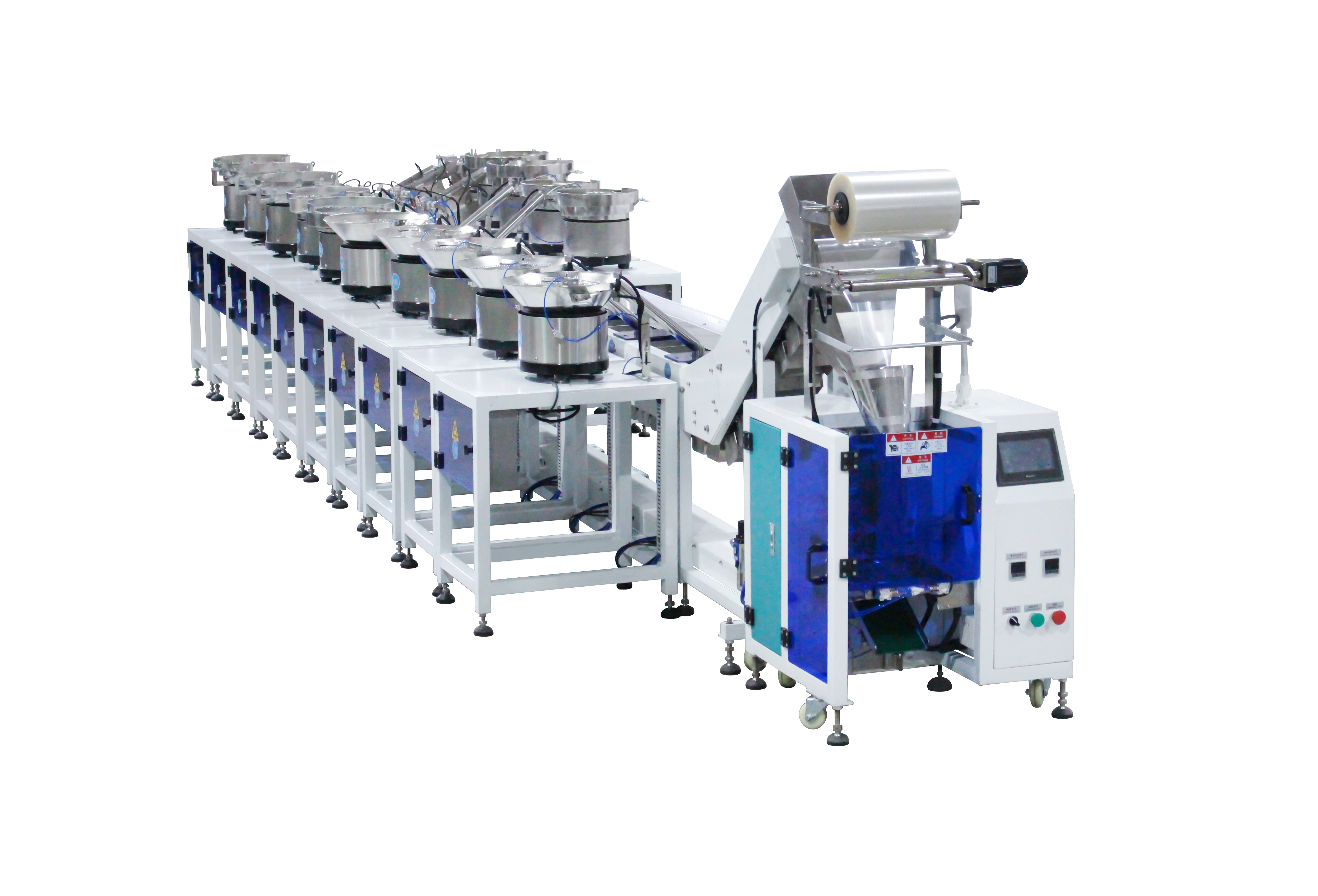 Fifteen trays of screws packaging machine