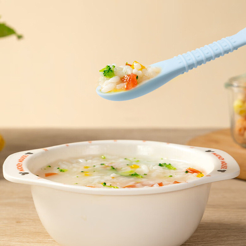 New Longmao Silicone Baby Dining Spoon Babies and Children Drinking Congee for Dining, Supplementary Food Spoon Silicone Children Tableware