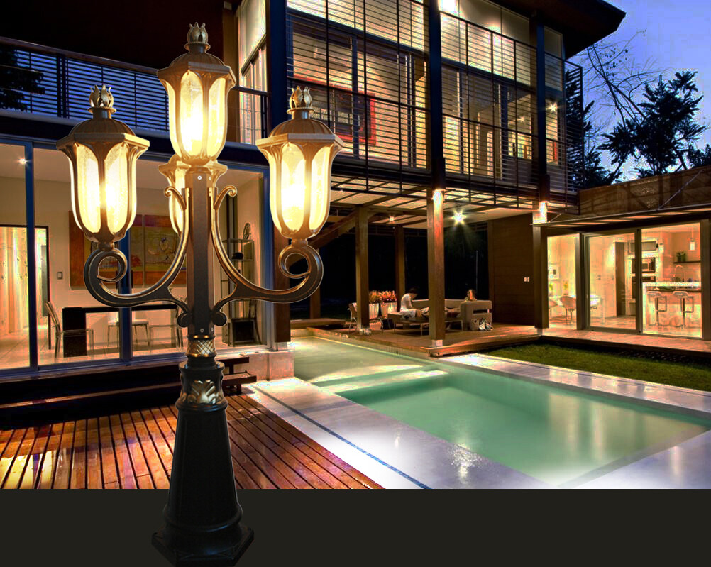 European 4-head garden lamp
