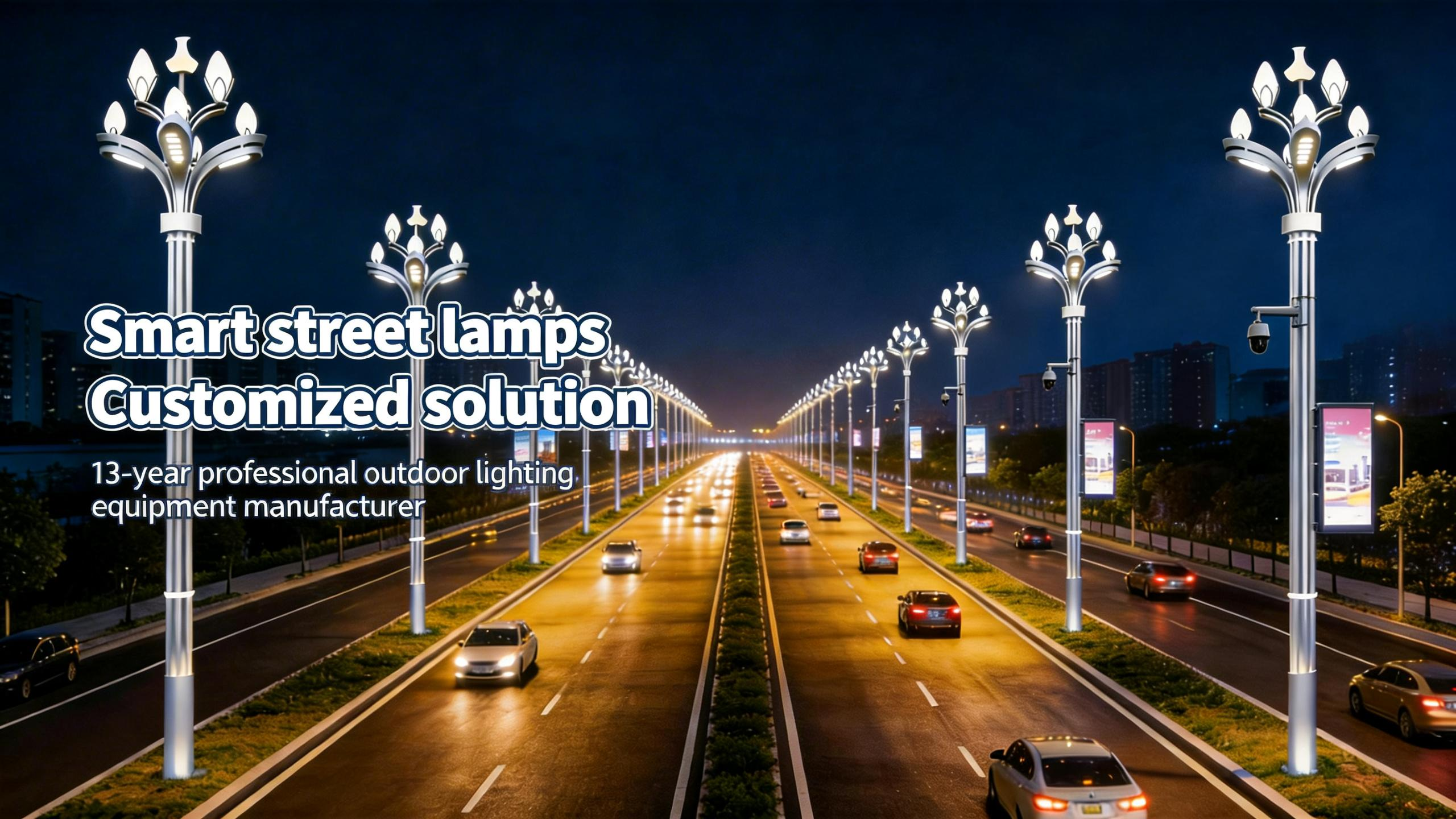 jimeng-2026-04-08-1669-帮我在左边加上这些字Smart street lamps Customized ...